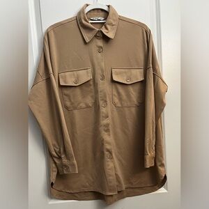 Stradivarius Oversized Utility Shacket – Camel Tan (Size M)